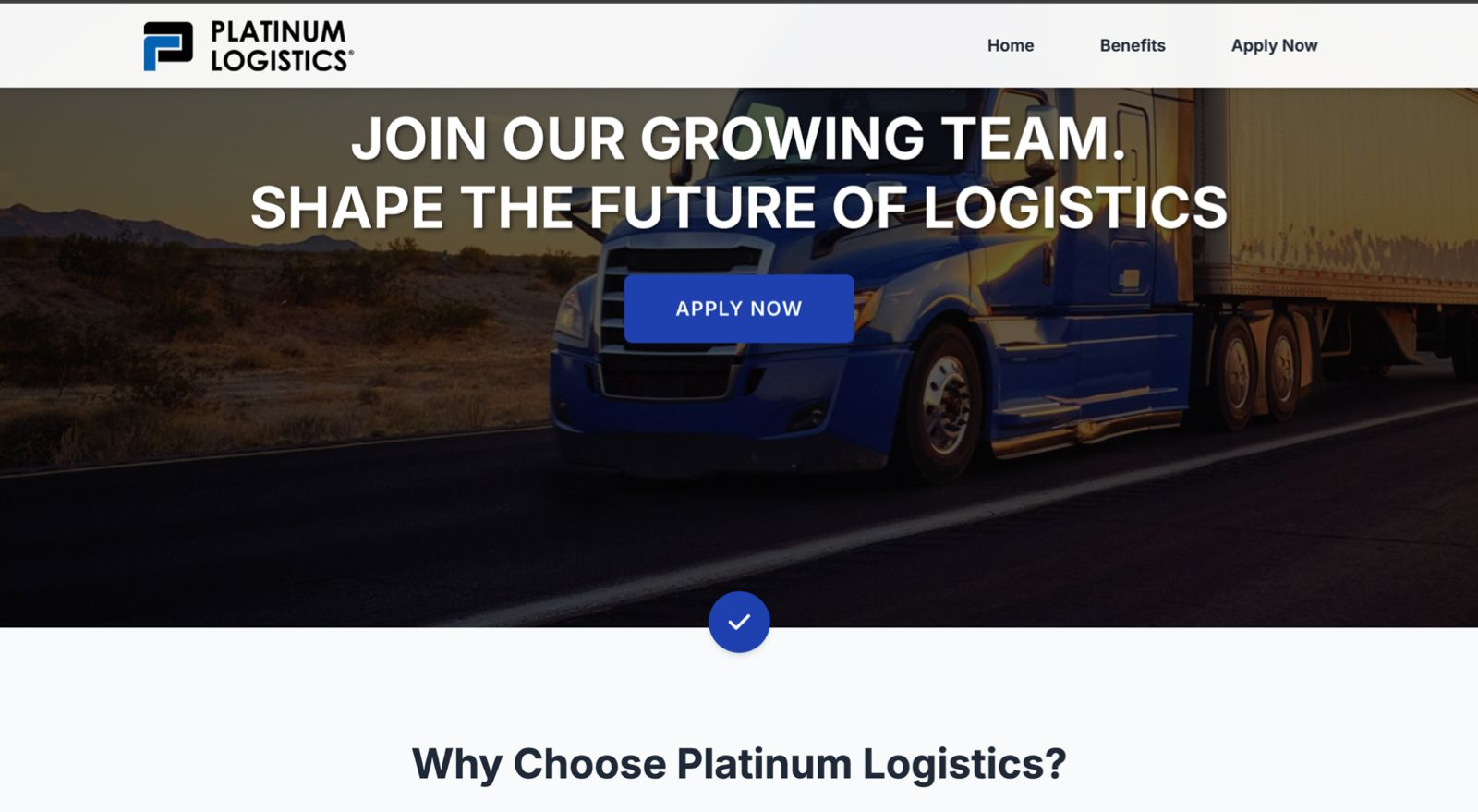 Platinum Logistics Recruitment Landing Page