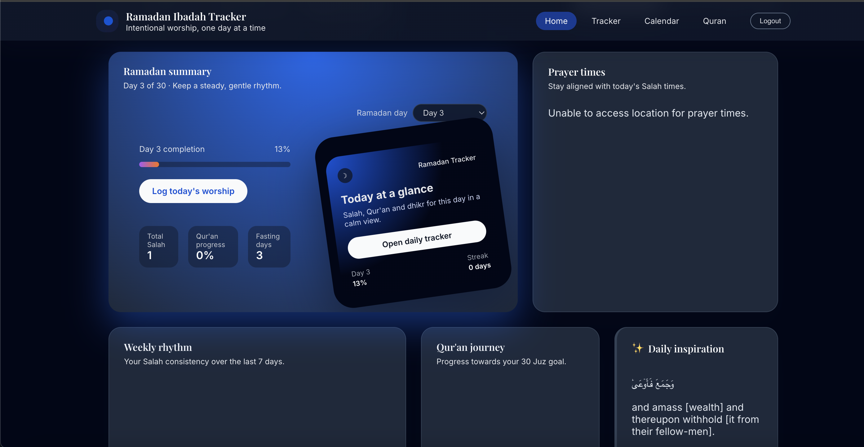 Ramadan Ibadah Tracker